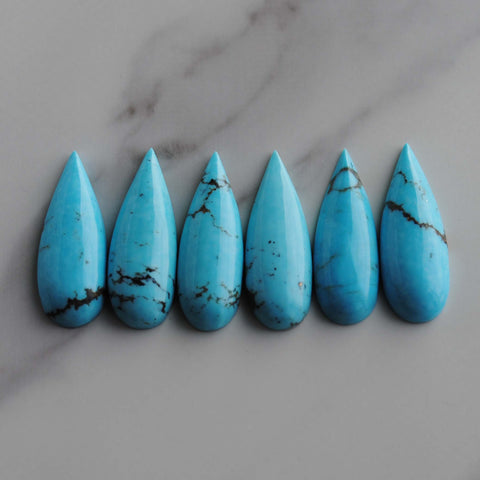 Kingman turquoise long drop/pear cabochons