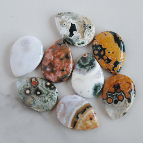 25x18mm drop Ocean Jasper cabochons (Lot E)