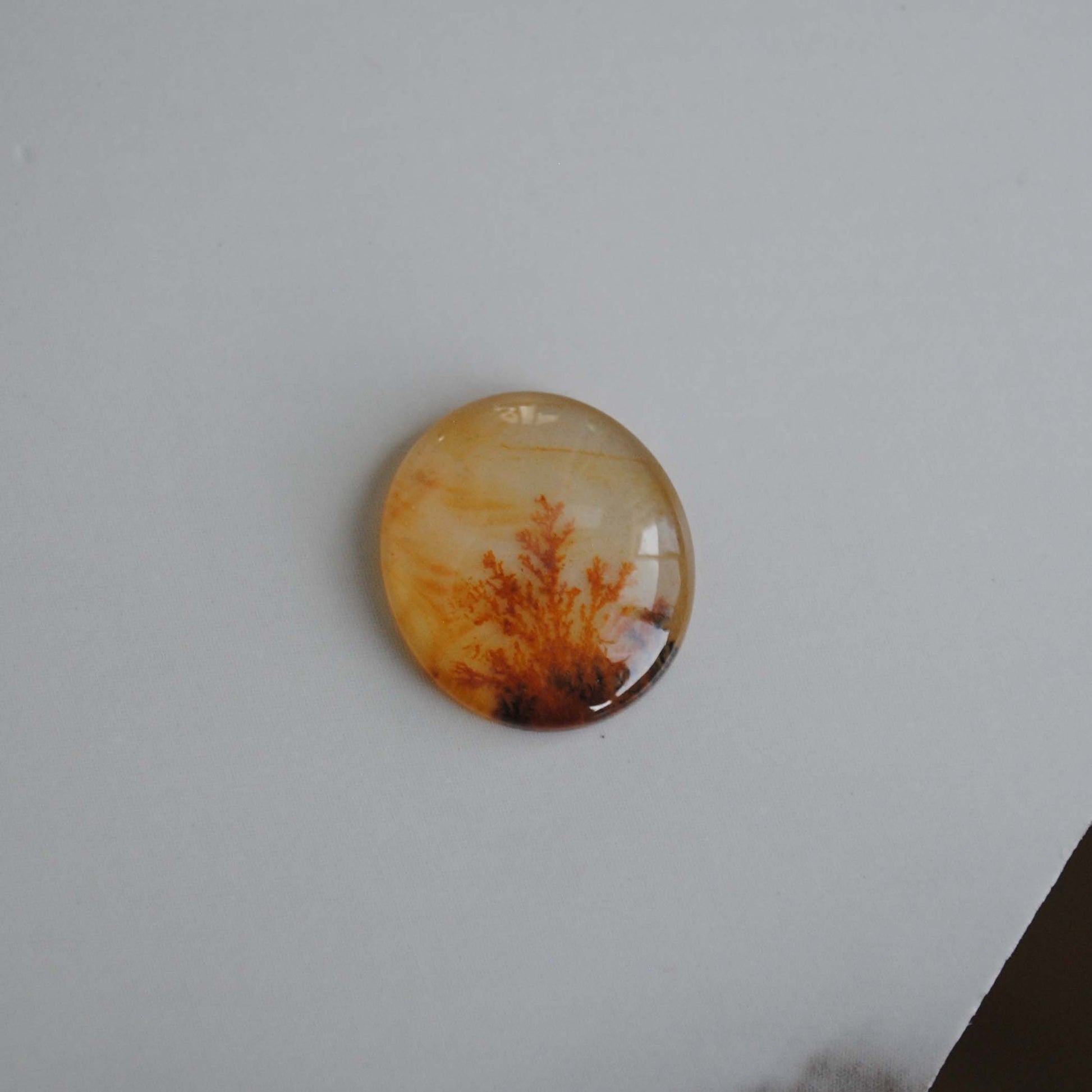Dendritic agate stone on a light background