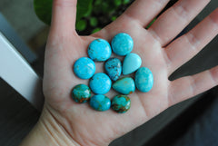 Kingman turquoise cabochons (mixed shape lot)