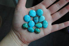 Kingman turquoise cabochons (mixed shape lot)