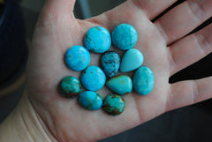 Kingman turquoise cabochons (mixed shape lot)