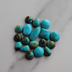 Kingman turquoise cabochons (mixed shape lot)