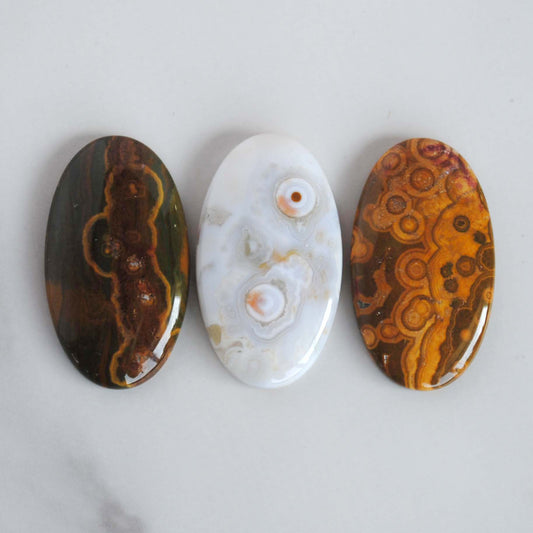 35 x 20mm oval Ocean Jasper cabochons