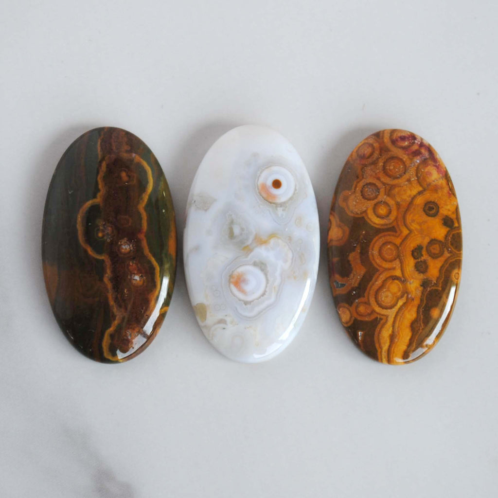 35 x 20mm oval Ocean Jasper cabochons