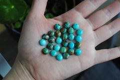 Kingman turquoise cabochons 8mm rounds (lot B)