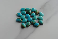 Kingman turquoise cabochons 8x10mm drops/pears (lot A)