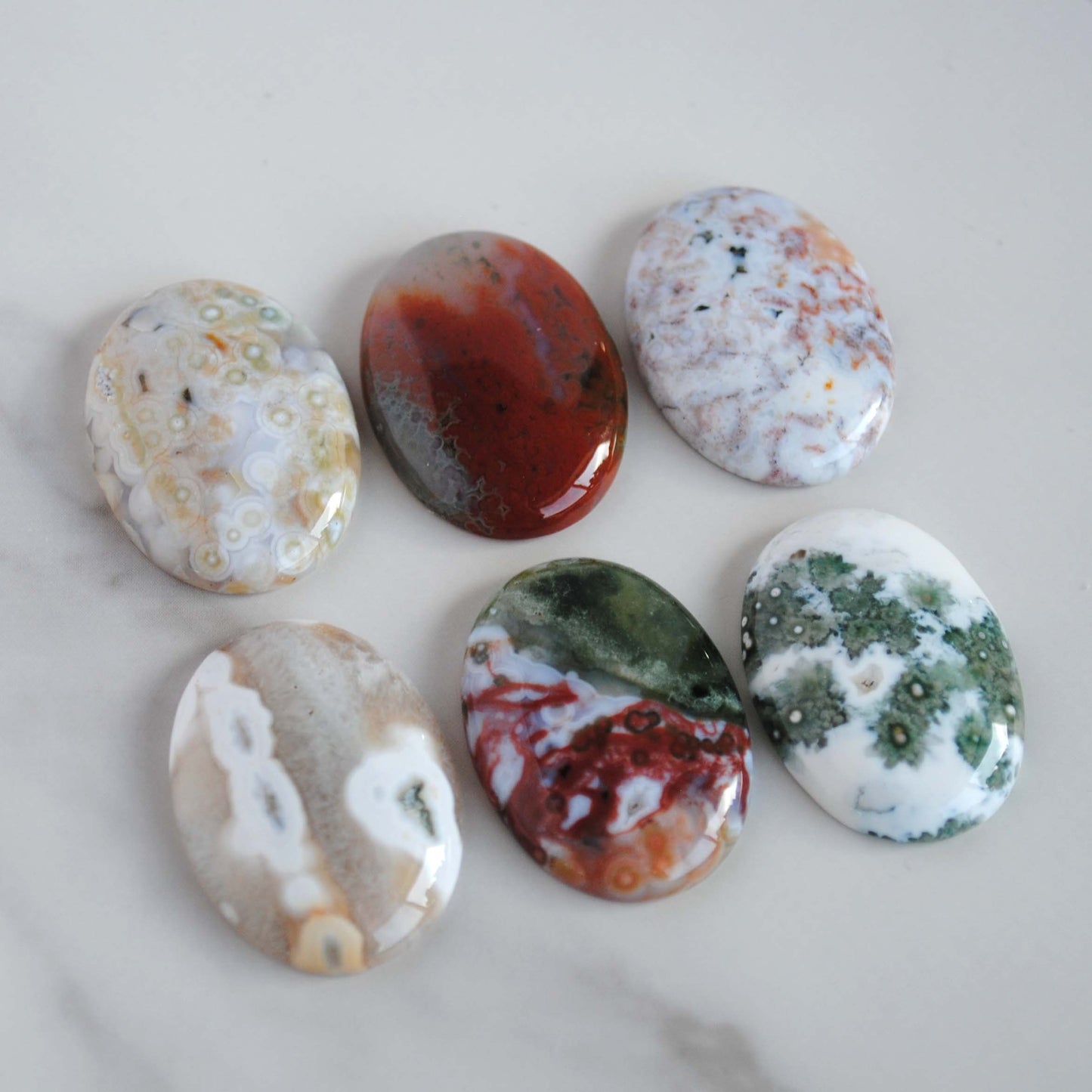 Ocean Jasper 30x22mm oval cabochons