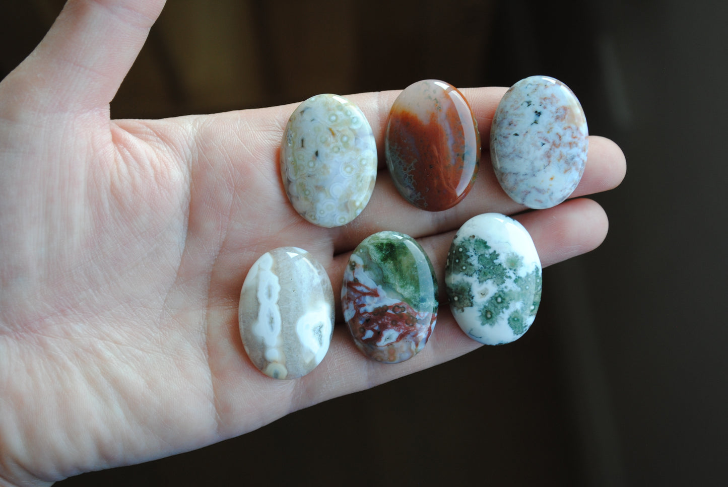Ocean Jasper 30x22mm oval cabochons