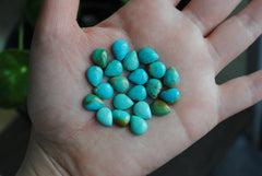 Kingman turquoise cabochons 8x10mm drops/pears (lot A)