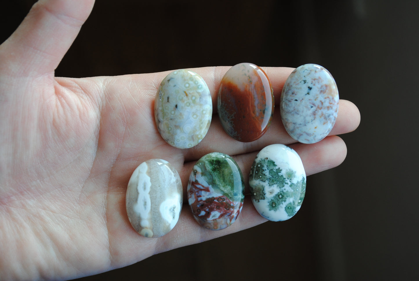 Ocean Jasper 30x22mm oval cabochons