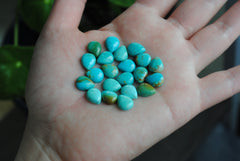 Kingman turquoise cabochons 8x10mm drops/pears (lot A)