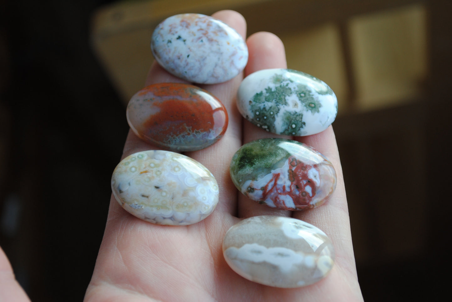 Ocean Jasper 30x22mm oval cabochons