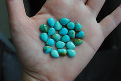 Kingman turquoise cabochons 8x10mm drops/pears (lot A)