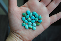 Kingman turquoise cabochons 8x10mm drops/pears (lot A)