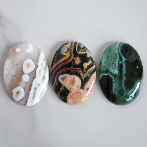 Ocean Jasper 35x25mm oval cabochons (Lot A)