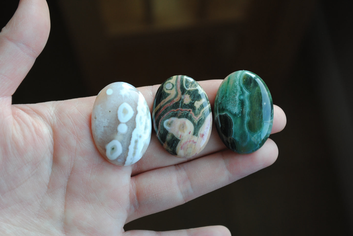 Ocean Jasper 35x25mm oval cabochons (Lot A)