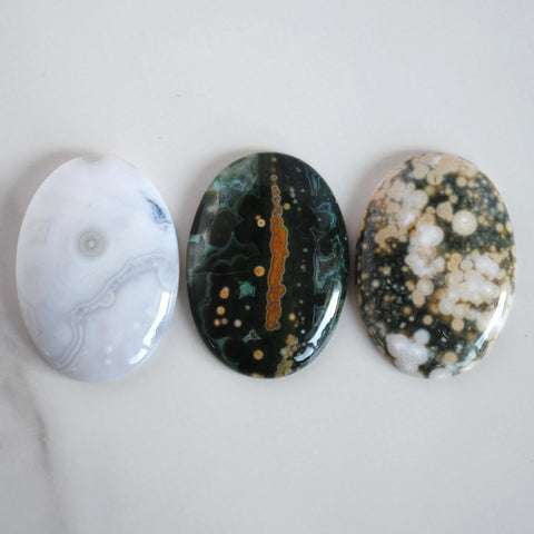 Ocean Jasper 35x25mm oval cabochons (Lot C)