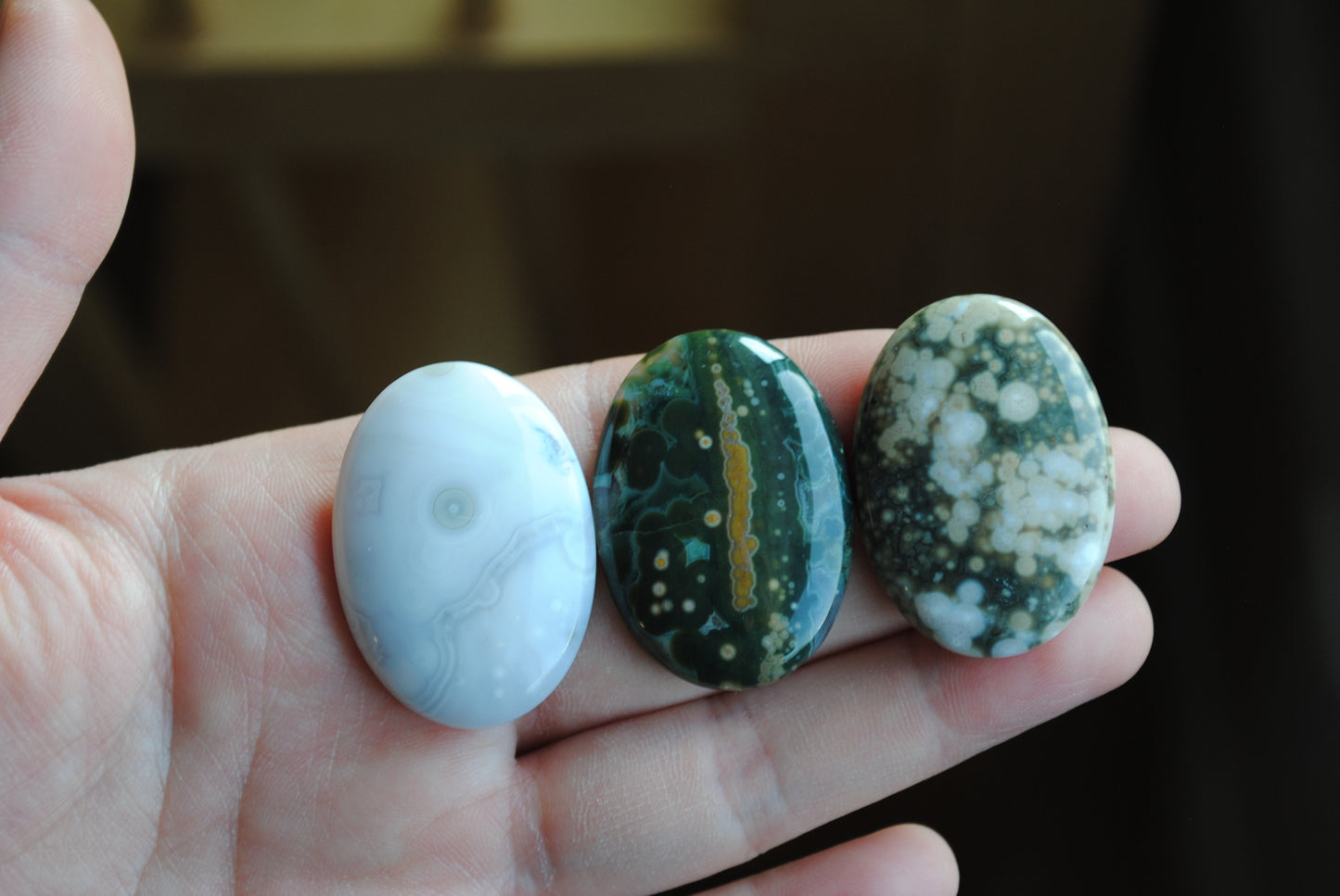 Ocean Jasper 35x25mm oval cabochons (Lot C)