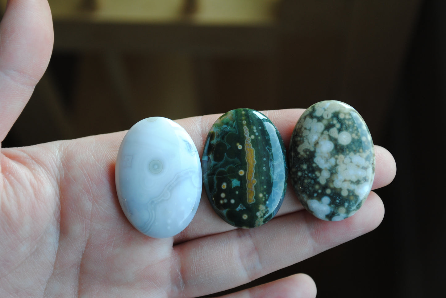 Ocean Jasper 35x25mm oval cabochons (Lot C)