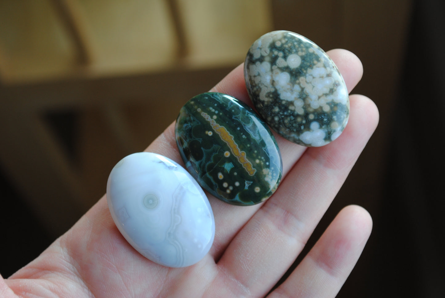 Ocean Jasper 35x25mm oval cabochons (Lot C)