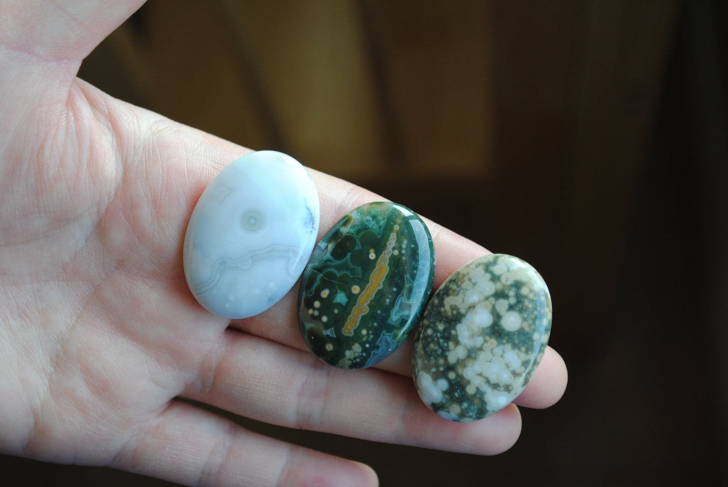 Ocean Jasper 35x25mm oval cabochons (Lot C)