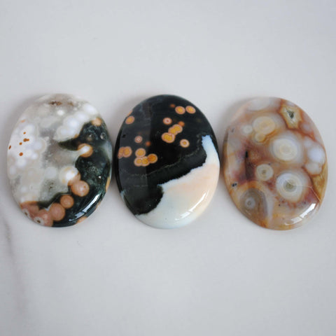 Ocean Jasper 35x25mm oval cabochons (Lot D)