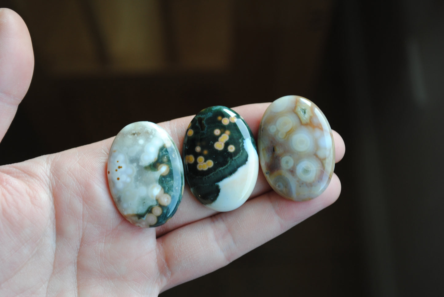 Ocean Jasper 35x25mm oval cabochons (Lot D)