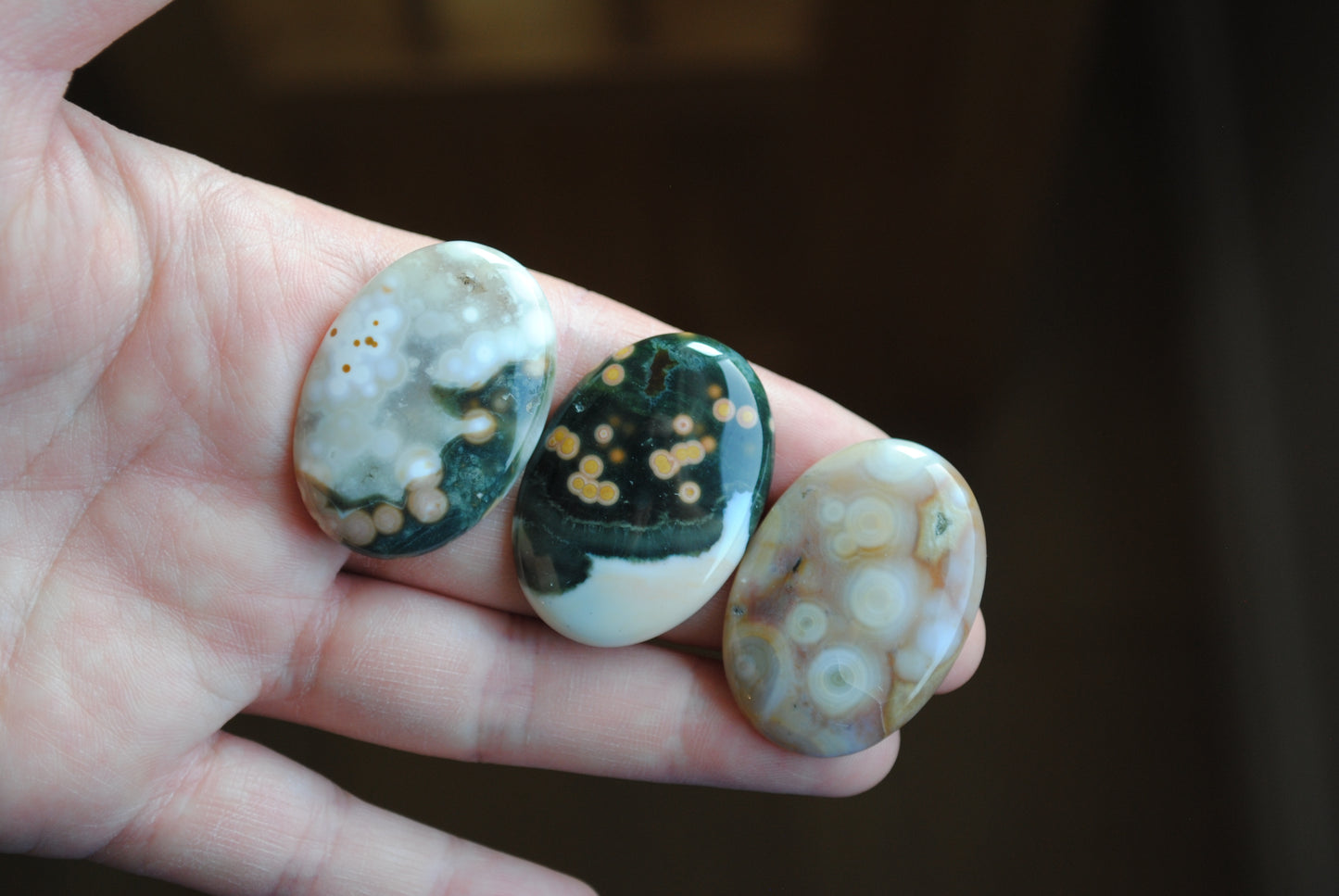 Ocean Jasper 35x25mm oval cabochons (Lot D)