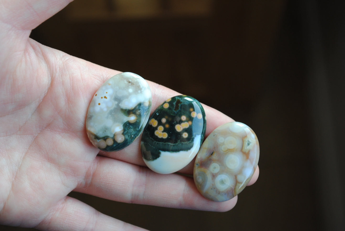 Ocean Jasper 35x25mm oval cabochons (Lot D)