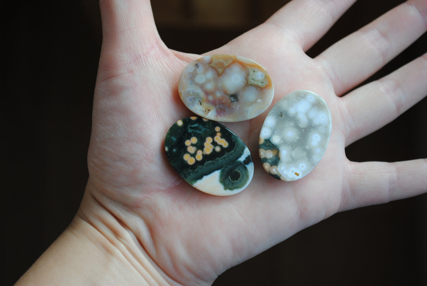Ocean Jasper 35x25mm oval cabochons (Lot D)