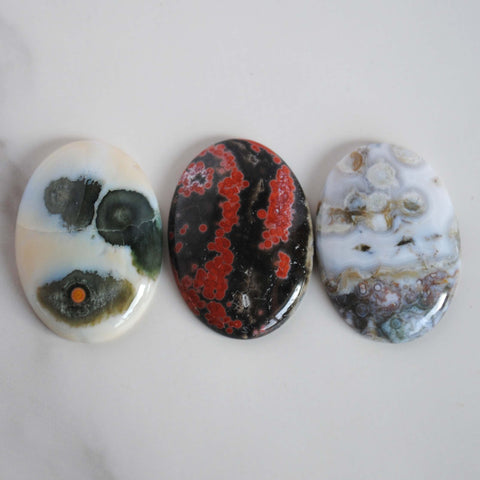 Ocean Jasper 35x25mm oval cabochons (Lot G)