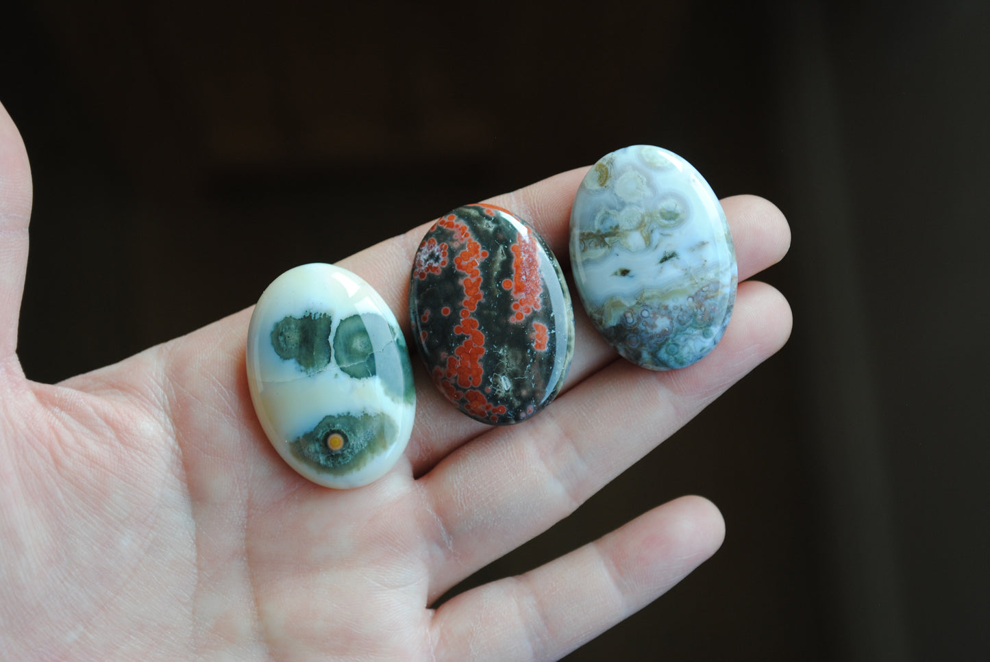 Ocean Jasper 35x25mm oval cabochons (Lot G)
