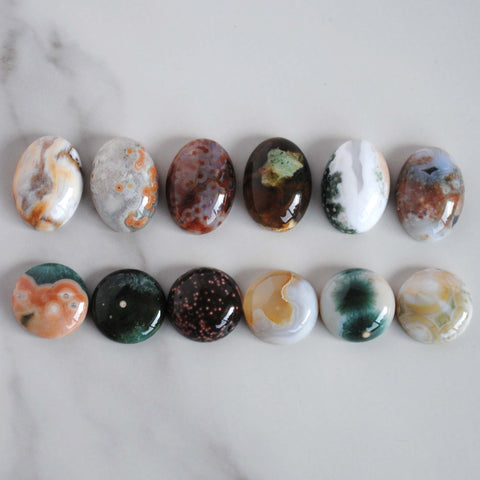 Ocean Jasper 14mm rounds and 18x13mm oval cabochons