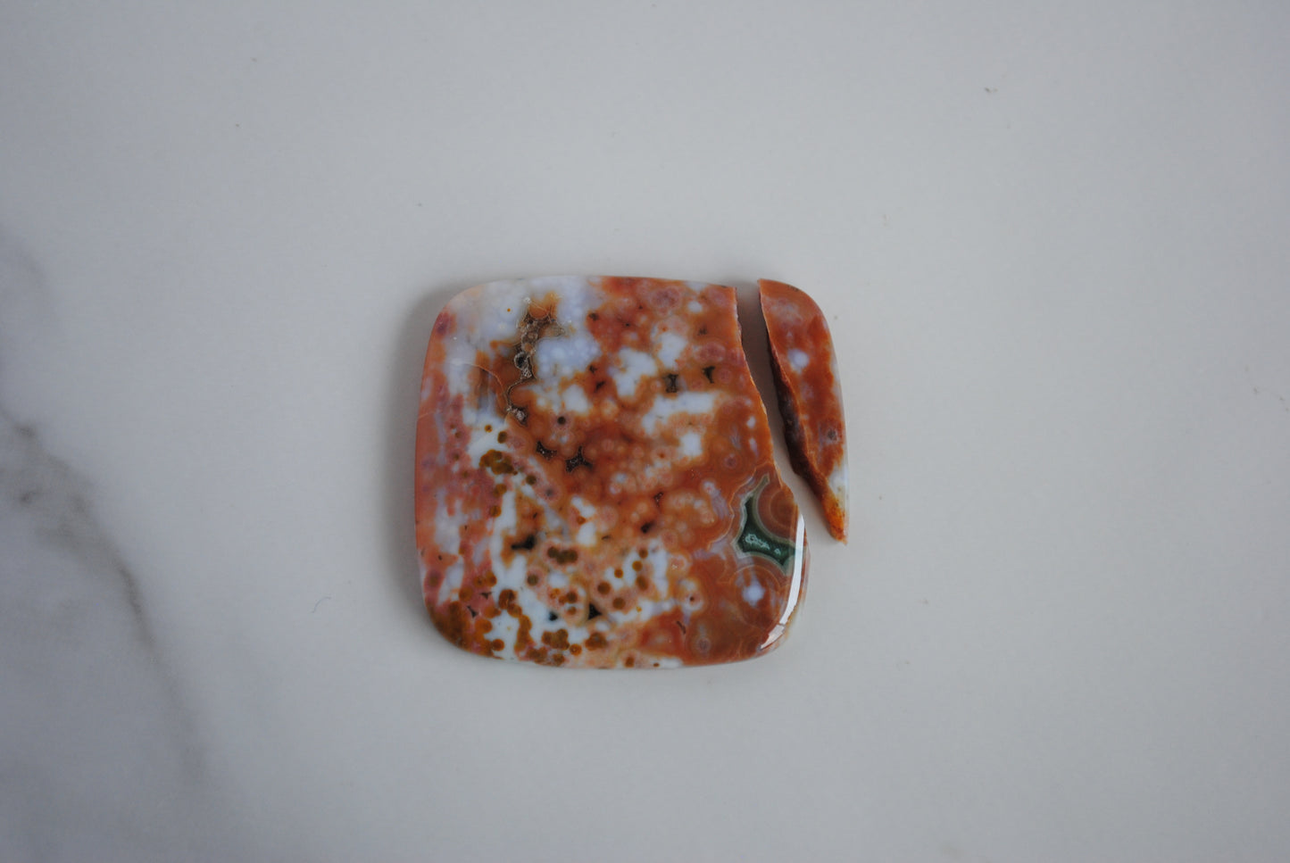 Square 40mm Ocean Jasper cabochon (damaged, cracked)
