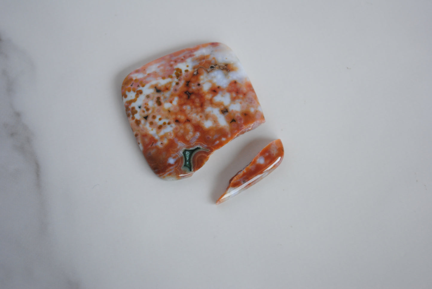 Square 40mm Ocean Jasper cabochon (damaged, cracked)