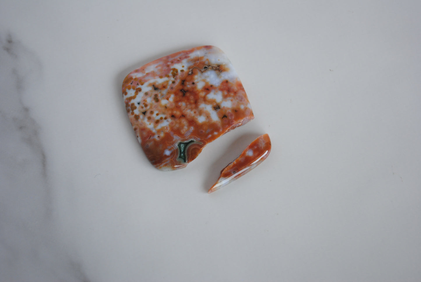 Square 40mm Ocean Jasper cabochon (damaged, cracked)
