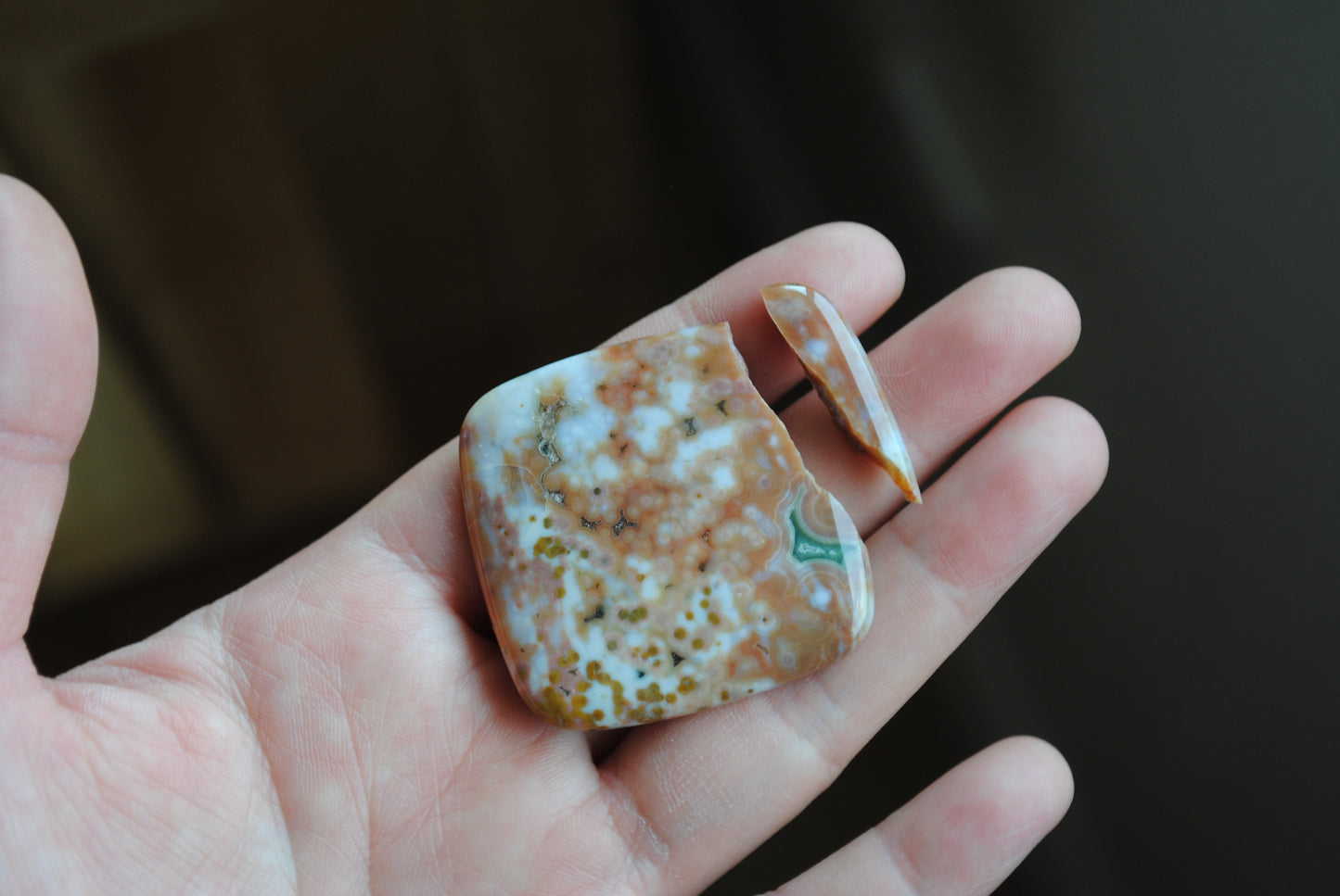 Square 40mm Ocean Jasper cabochon (damaged, cracked)