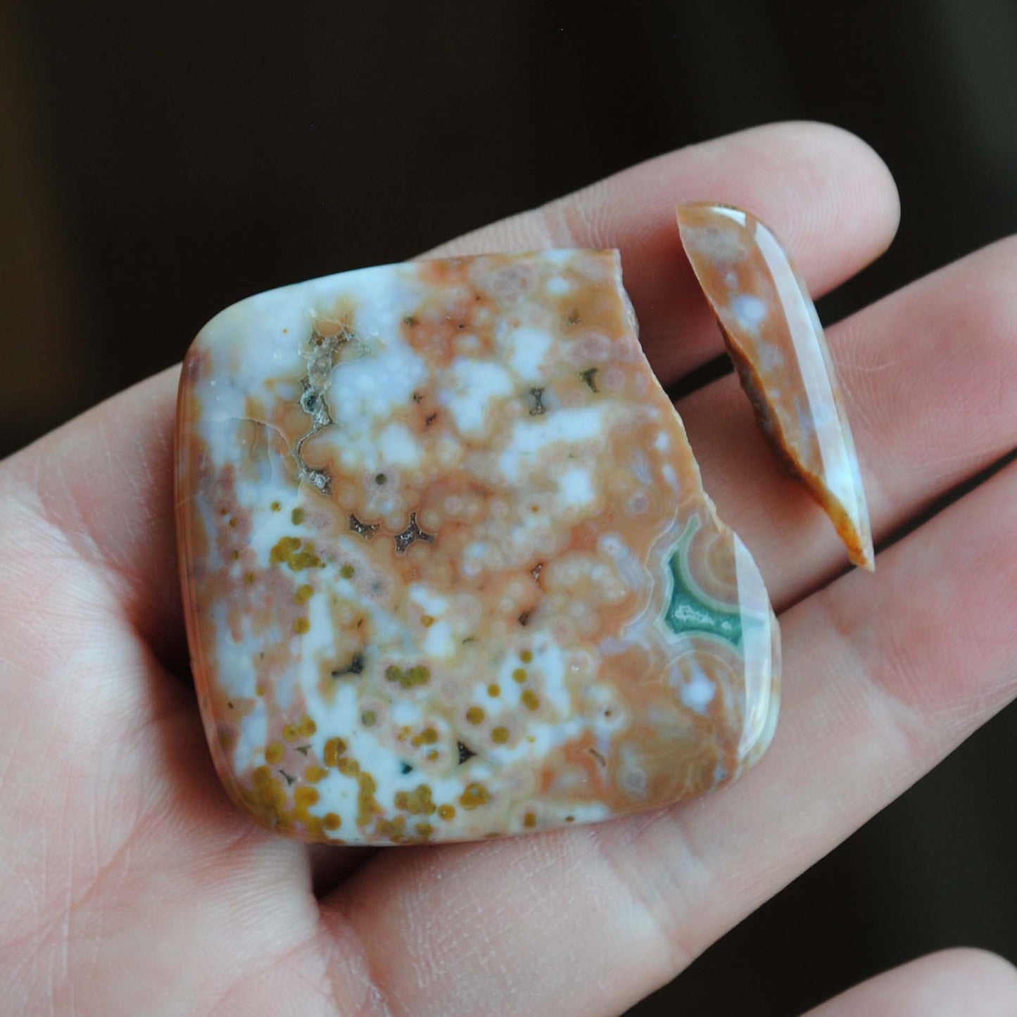 Square 40mm Ocean Jasper cabochon (damaged, cracked)