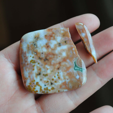 Square 40mm Ocean Jasper cabochon (damaged, cracked)