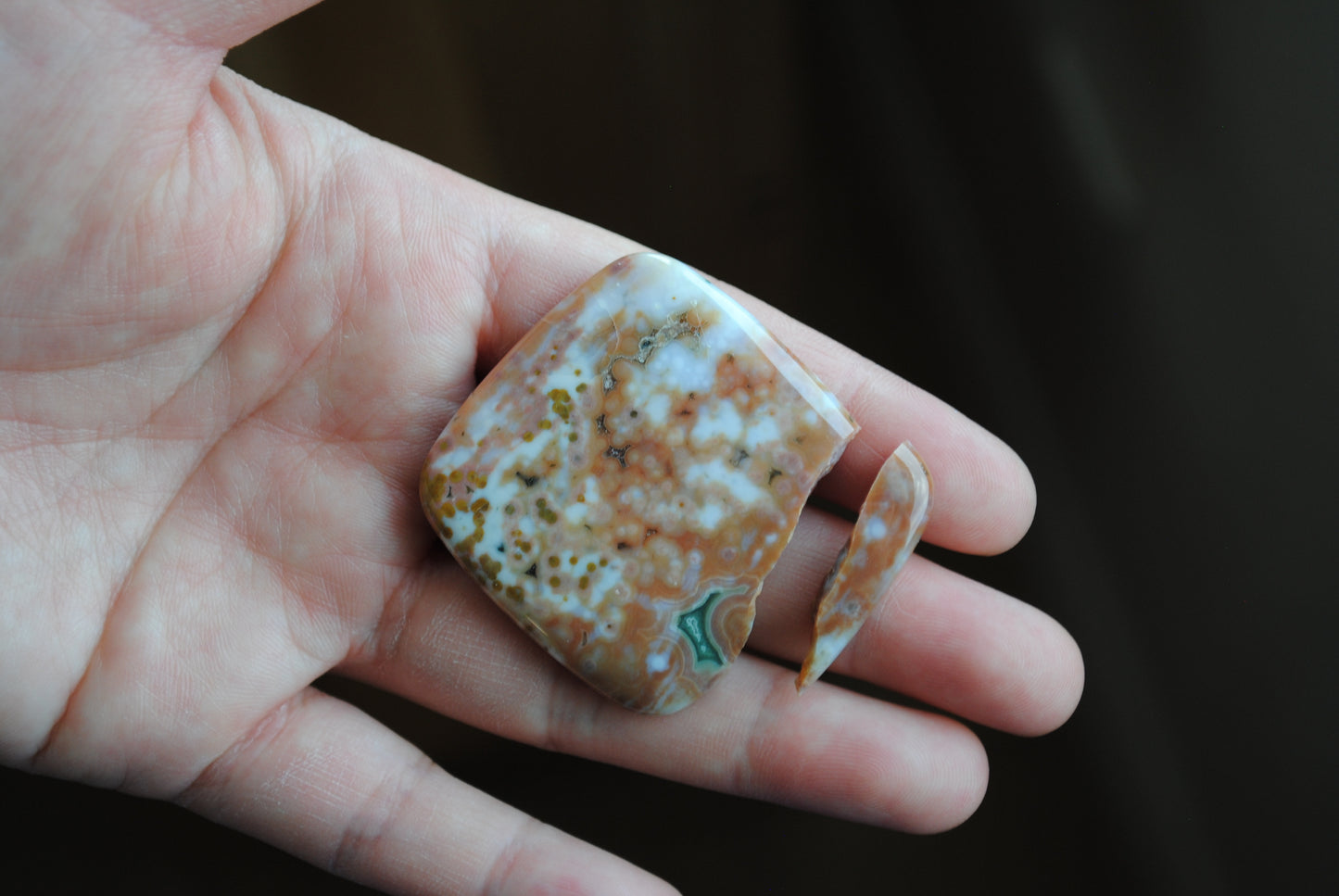 Square 40mm Ocean Jasper cabochon (damaged, cracked)