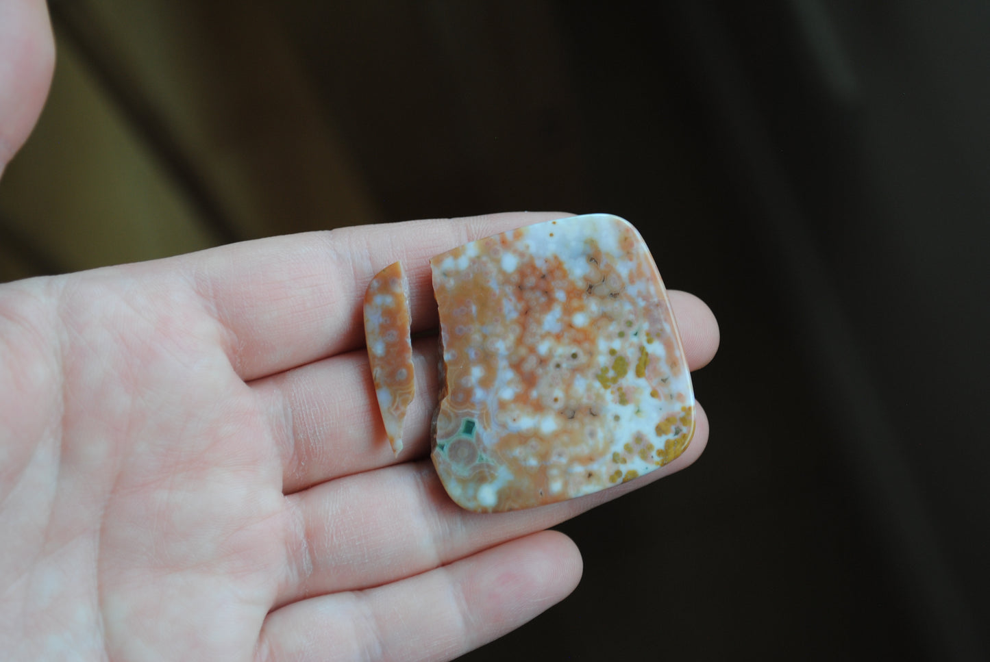 Square 40mm Ocean Jasper cabochon (damaged, cracked)