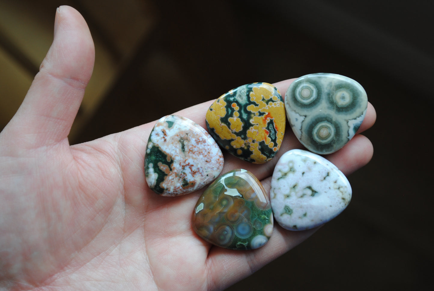 30mm trillion Ocean Jasper cabochons (Lot A)