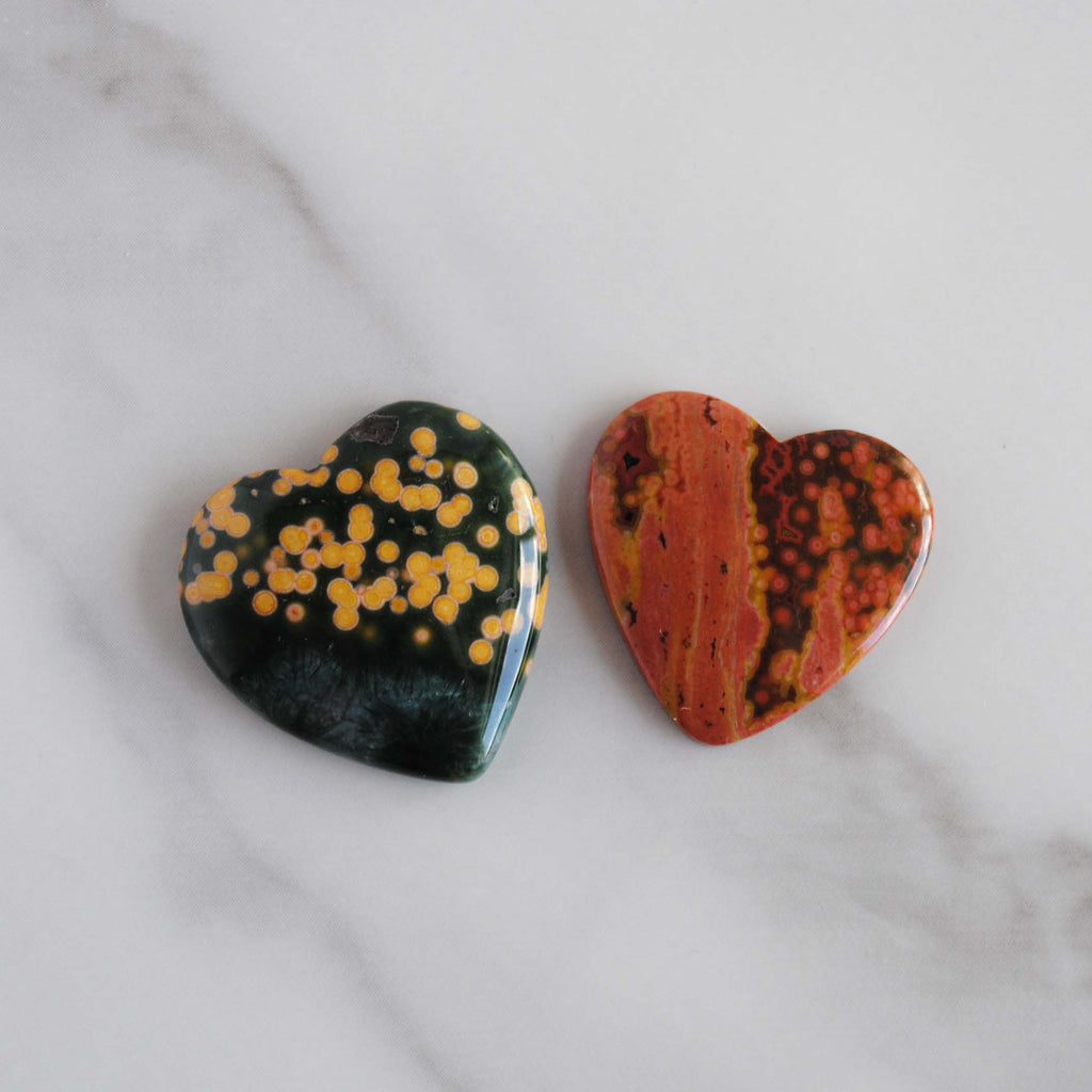 Ocean Jasper heart cabochons