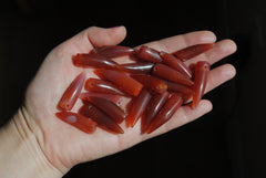 Carnelian pointed horn beads