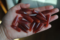 Carnelian pointed horn beads