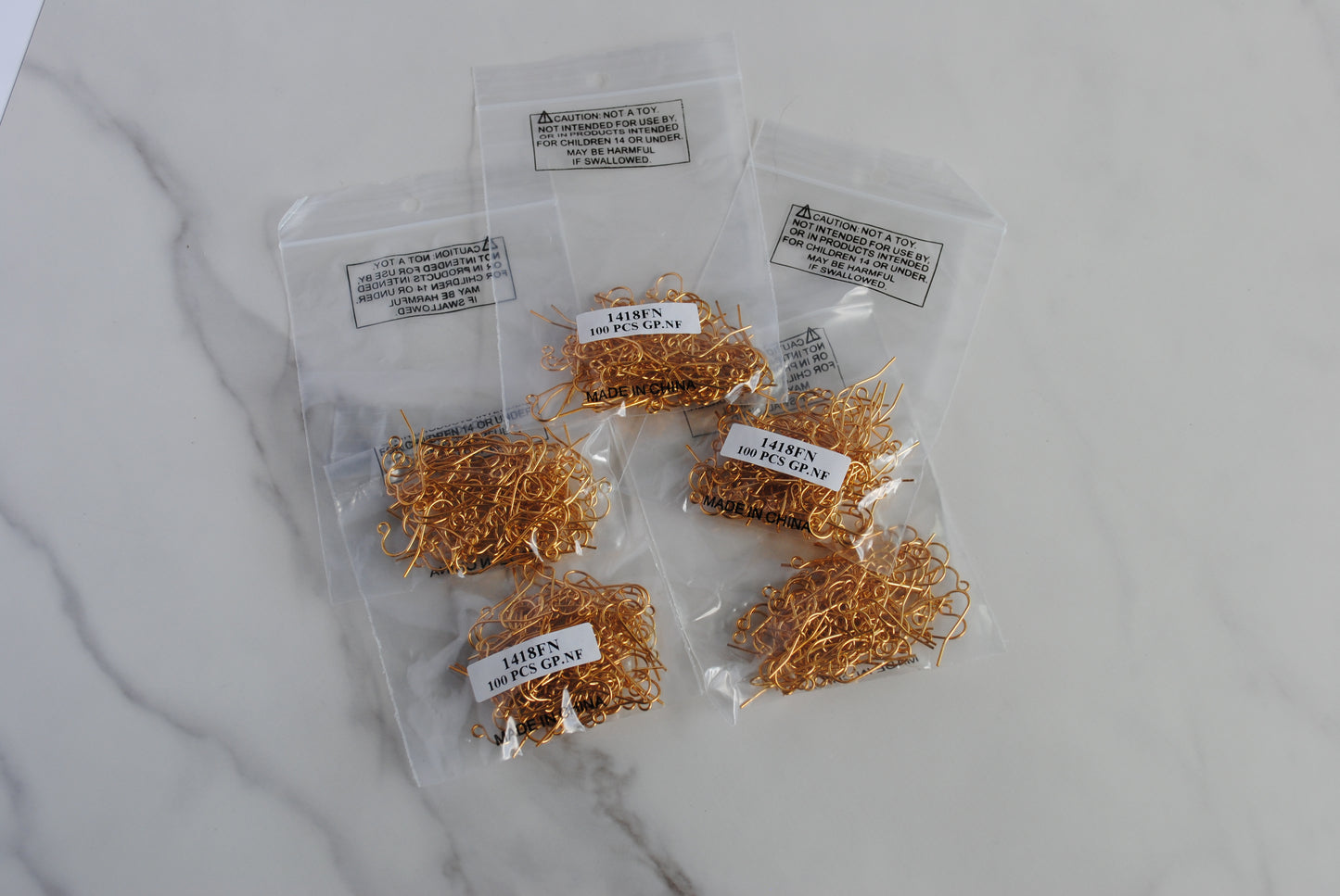 Ear wire, gold-plated stainless steel, 11mm fishhook with open loop, 21 gauge (SET of 250 PAIRS)
