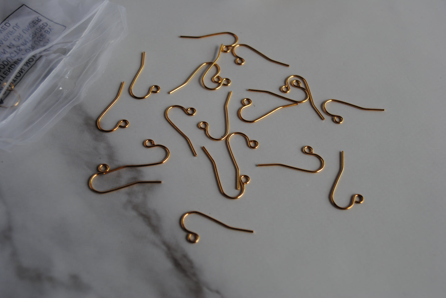 Ear wire, gold-plated stainless steel, 11mm fishhook with open loop, 21 gauge (SET of 250 PAIRS)