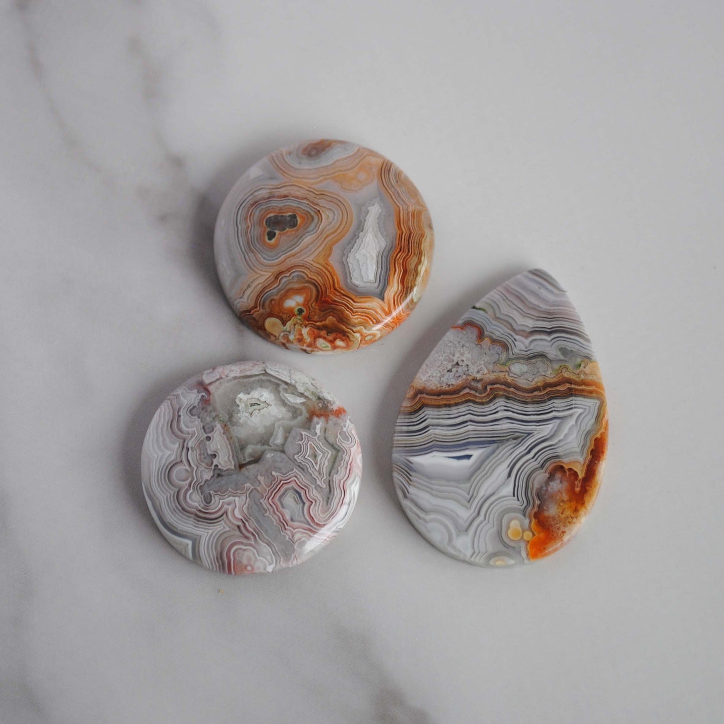 Crazy lace agate cabochons