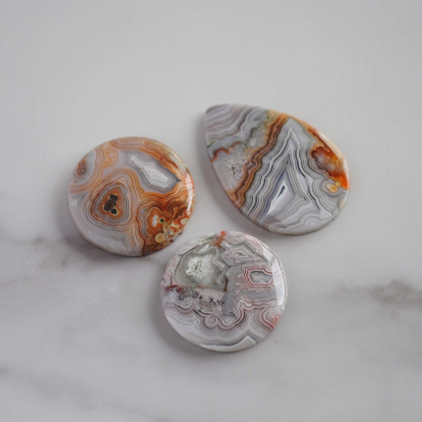 Crazy lace agate cabochons